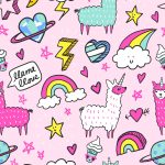 Llamacorn Love Pink Print